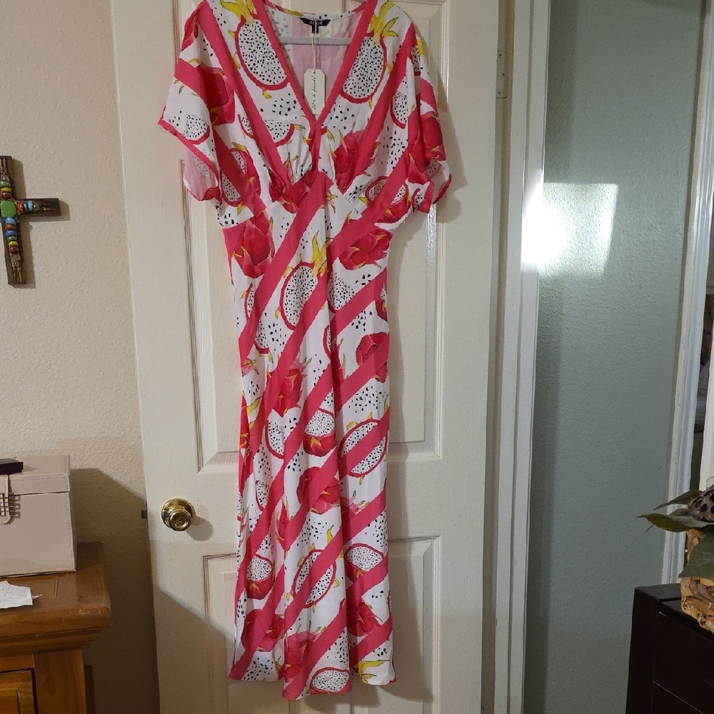 ADOR  Pink and White Maxi Dress